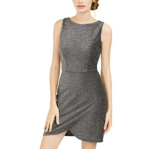 B. Darlin Black Metallic Tulip Hem Sleeveless Mini Sheath Dress Juniors 9/10 NWT